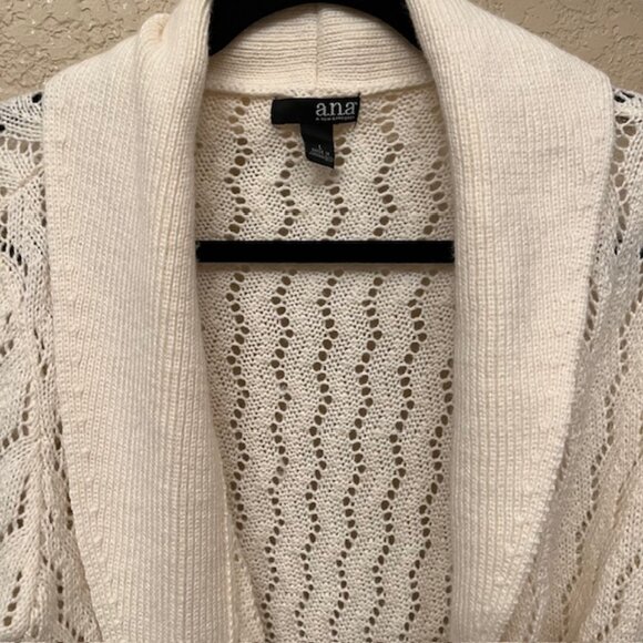 A.N.A cream cardigan tie front belt wide collar - Picture 5 of 8